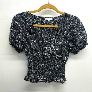 Crescent and White polkadot Blouse